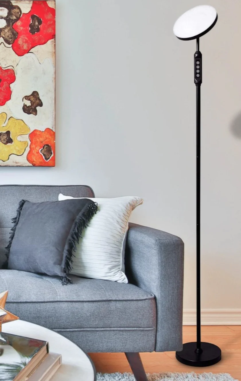 63"H LED Torchiere Floor Lamp (5 Color Settings) 2100 Lumens Dimmable Black Metal with Remote - Image 3