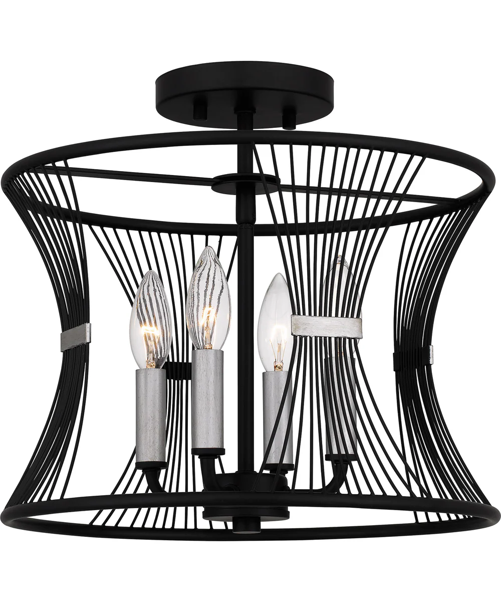 Leiland Medium 4-light Semi Flush Mount Matte Black