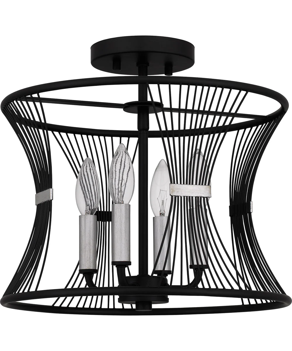 Leiland Medium 4-light Semi Flush Mount Matte Black - Image 2