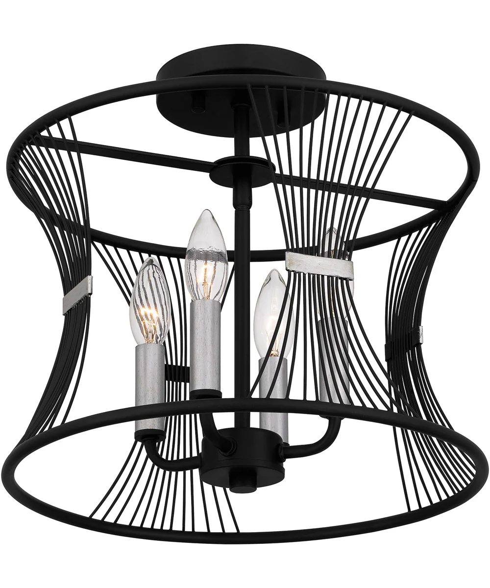 Leiland Medium 4-light Semi Flush Mount Matte Black - Image 4