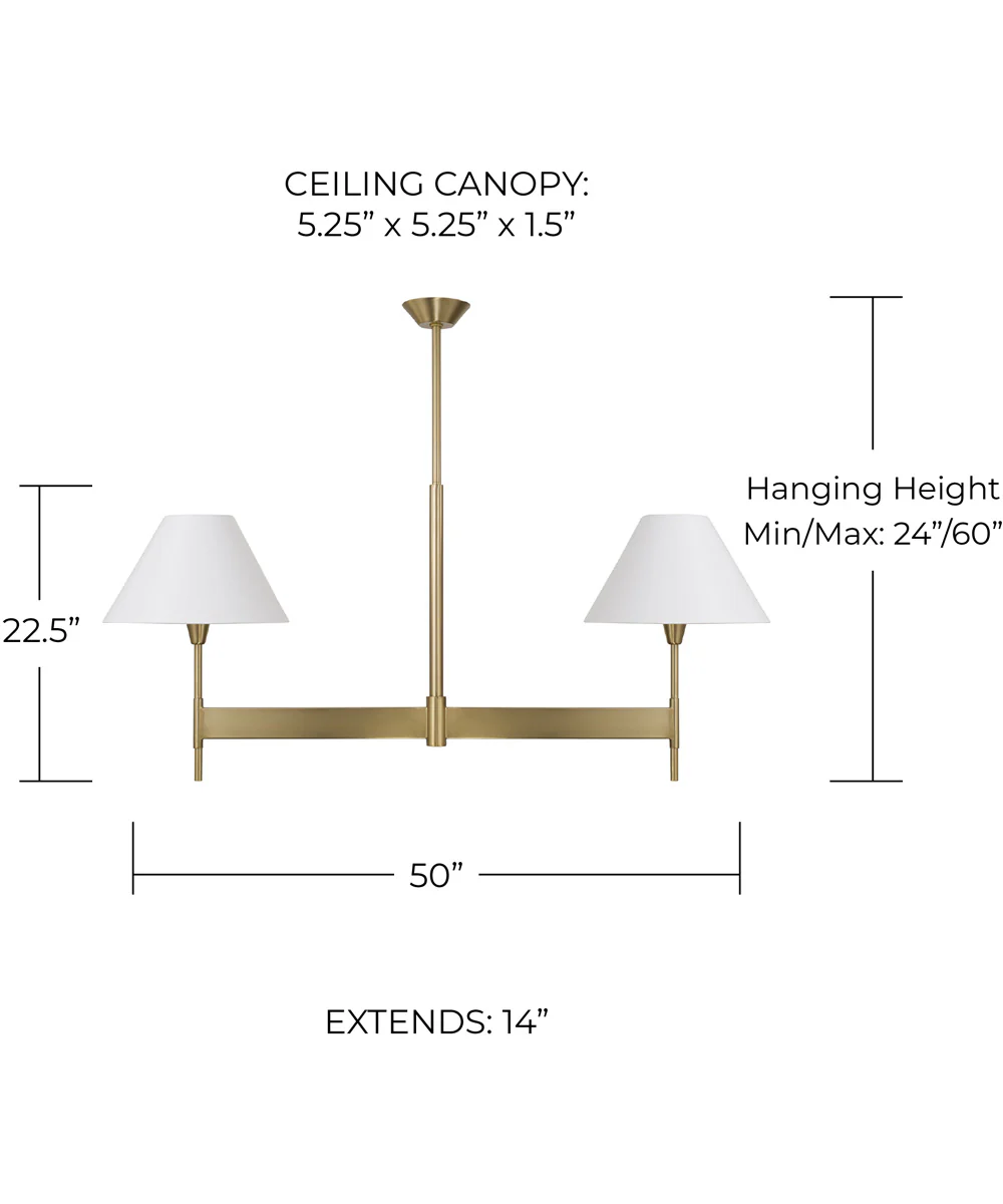 Leland 2 -Light-Linear Chandelier Aged Brass - Image 5