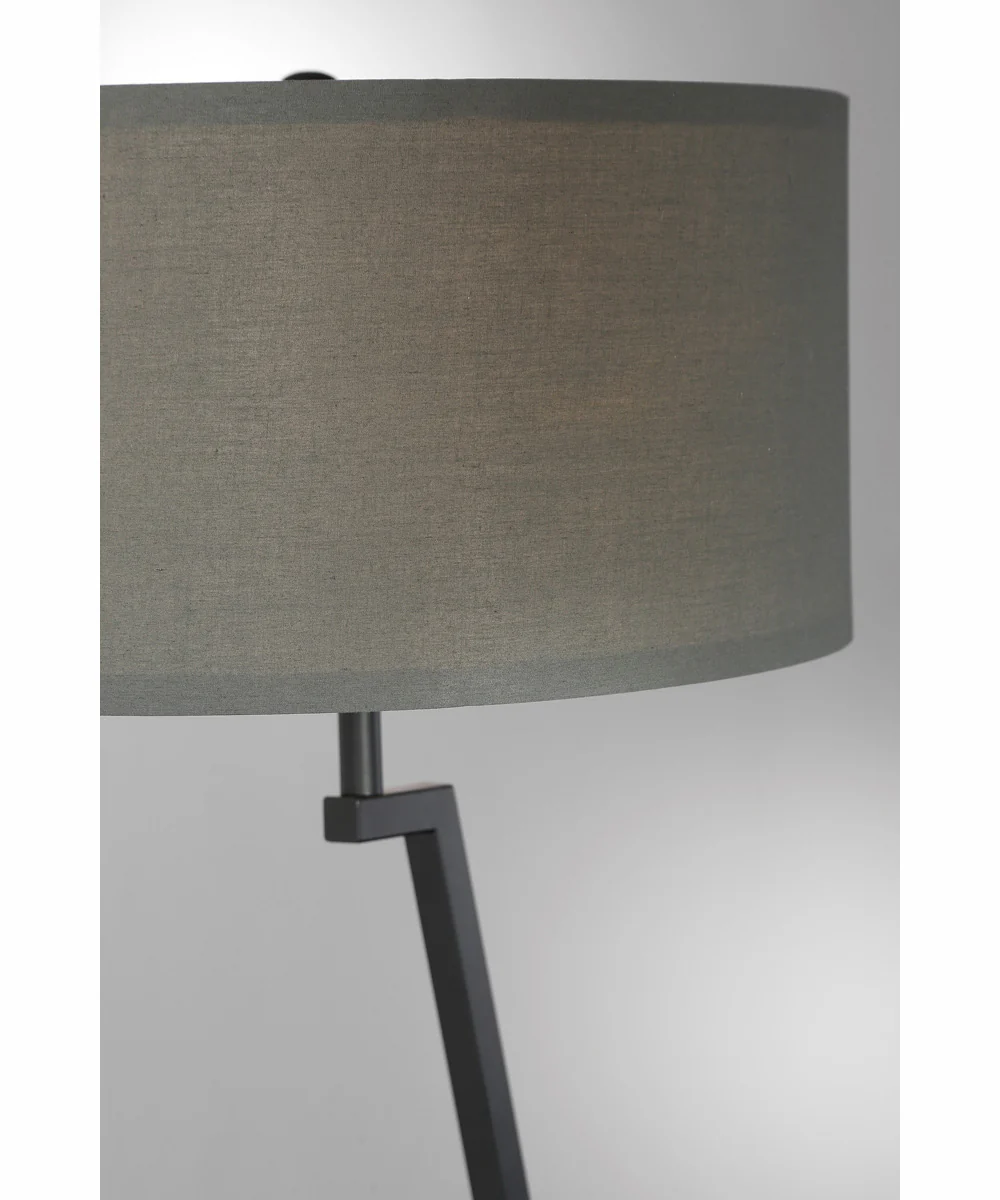 Lemington 1-Light Floor Lamp With Wireless Charging Pad Black/Wood/Grey - Image 2