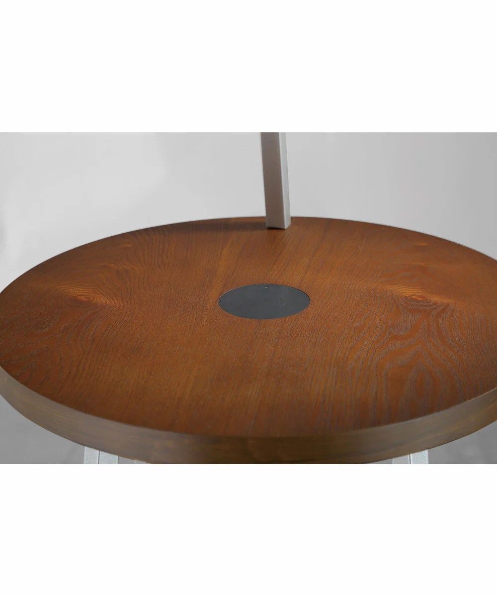 Lemington 1-Light Floor Lamp With Wireless Charging Pad Silv/Wood/White - Image 2