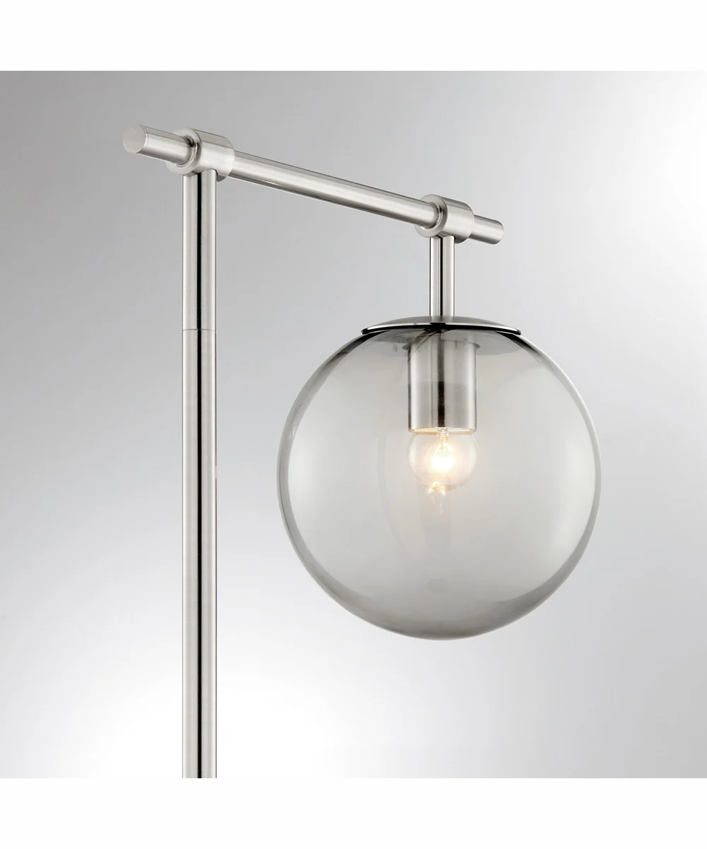 Lencho 1-Light Floor Lamp Brushed Nickel/Smoke Glass Shade - Image 2