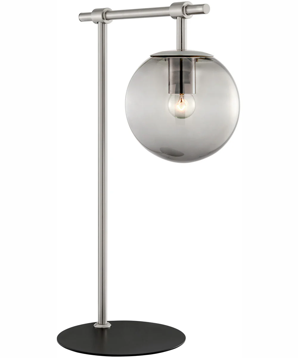 Lencho 1-Light Table Lamp Brushed Nickel/Smoke Glass Shade