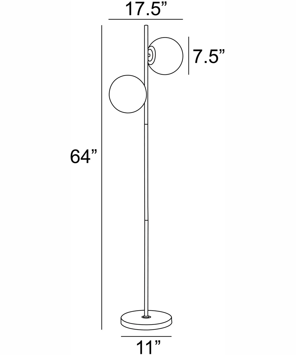 Lencho 2-Light 2-Light Floor Lamp Black/Frost Glass Shade - Image 4