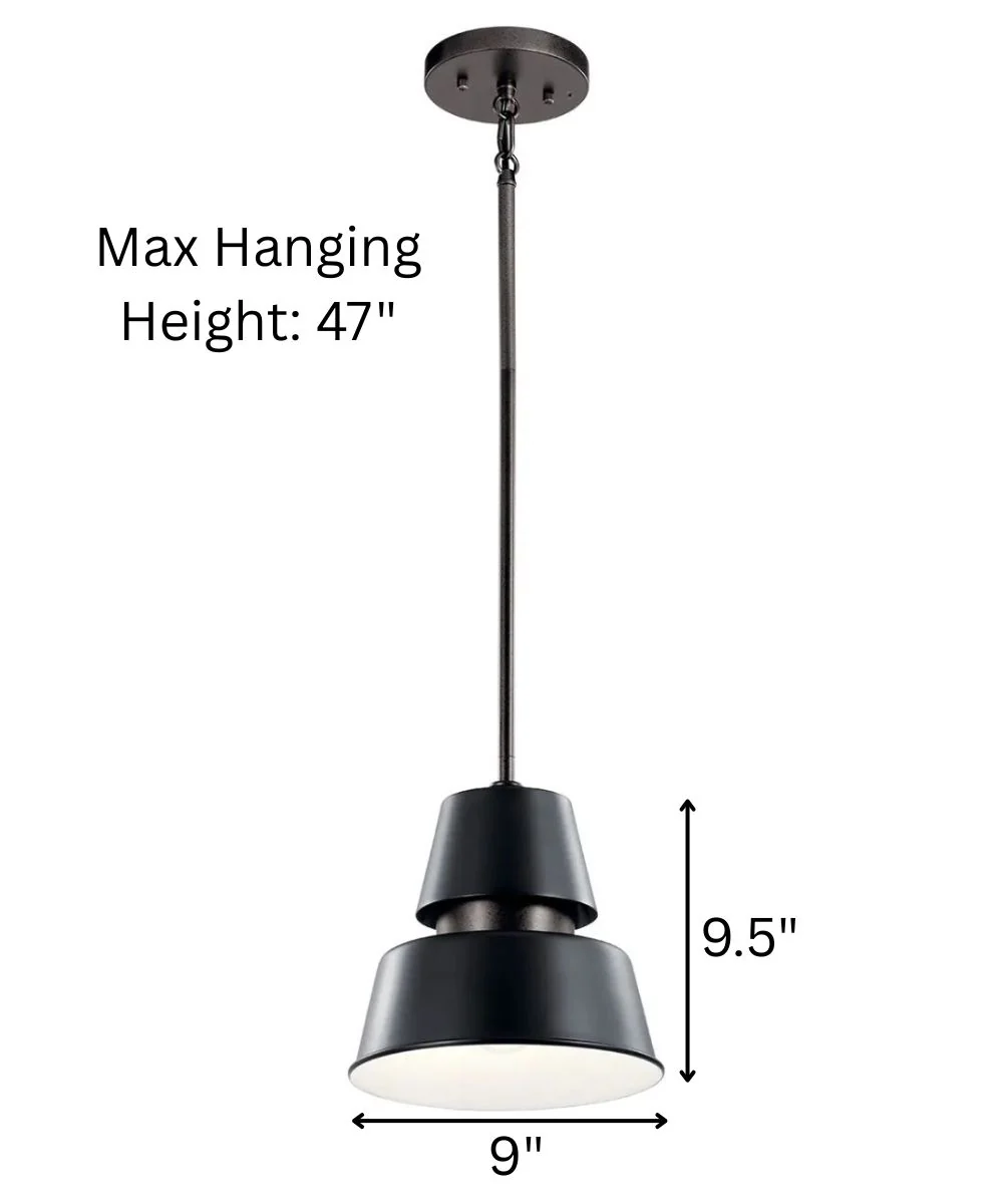Lozano 9"W 1-Light Black Finish Metal Cone Shade Indoor/Outdoor Pendant Light by Kichler - Image 3