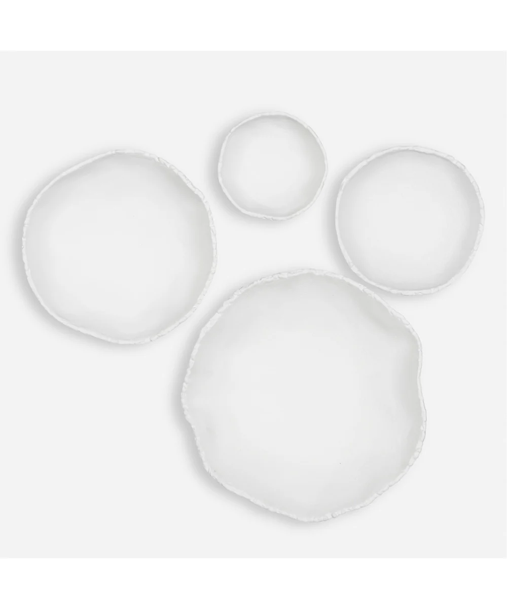 Lucky Coins White Metal Wall Bowls, Set of 4