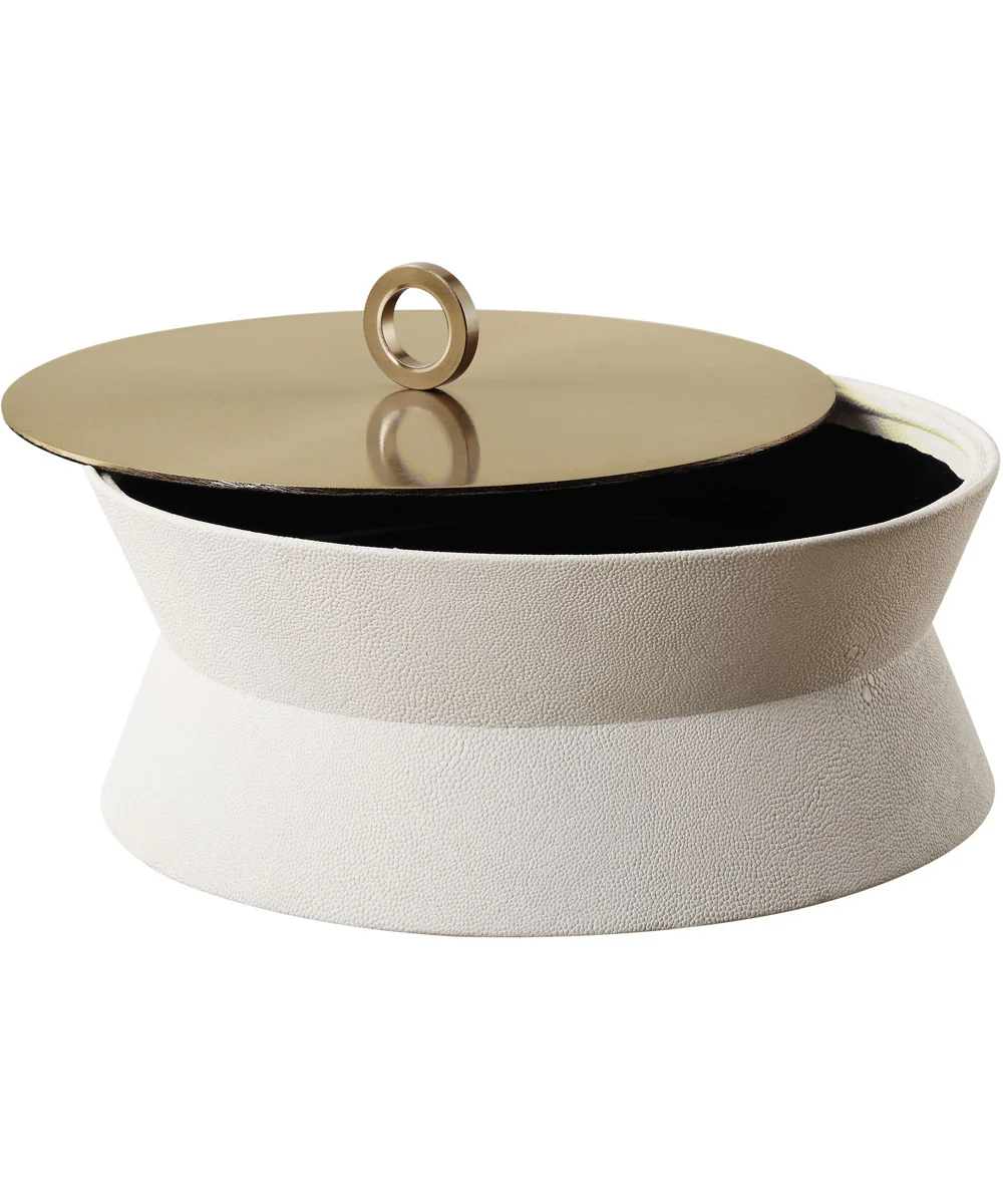 Luxe White Shagreen Round Box - Image 4