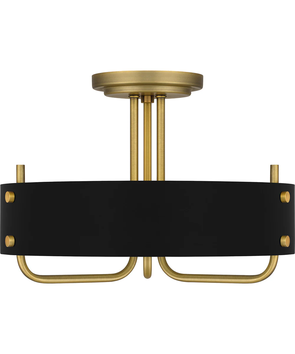 Madden Large 3-light Semi Flush Mount Aged Brass - Image 3