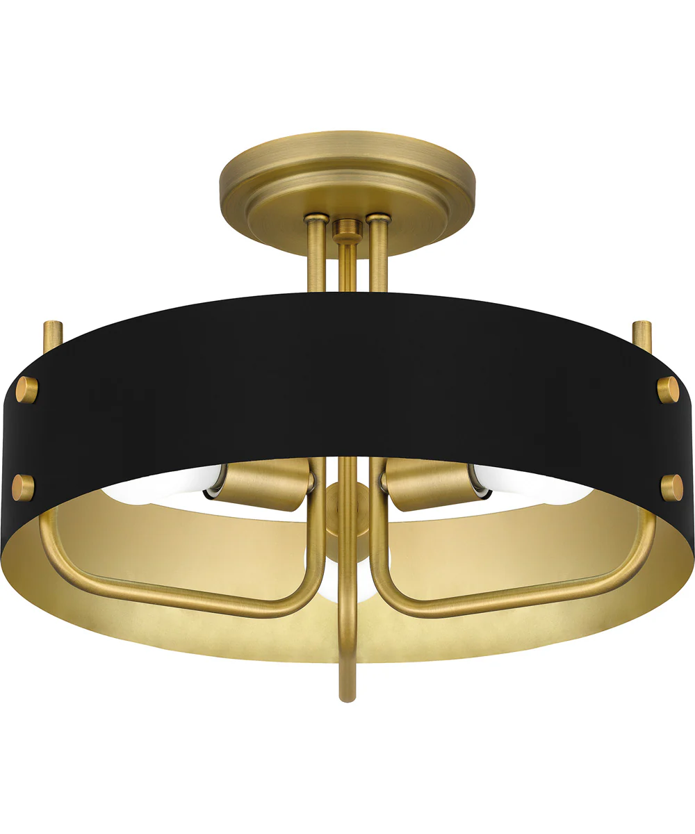 Madden Large 3-light Semi Flush Mount Aged Brass - Image 4