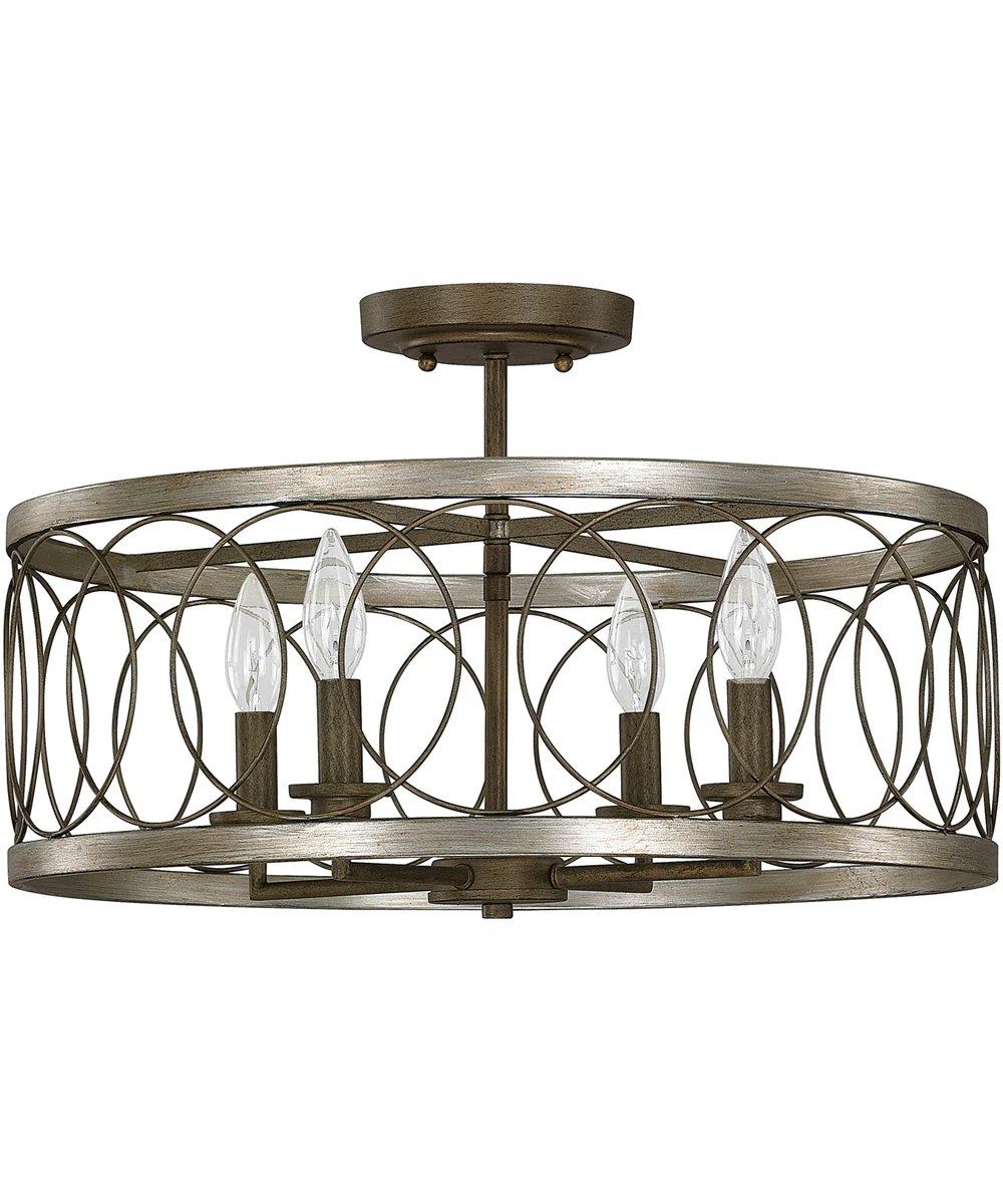Madeline 4-Light Semi-Flush Brushed Silver and Bronze