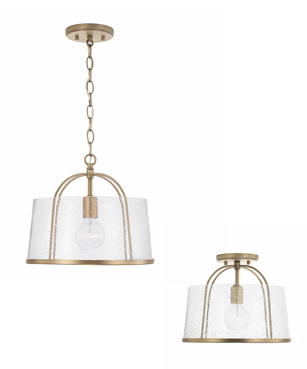 Madison 1-Light Dual-Mount Semi-Flush/Pendant Mount Aged Brass - Image 2