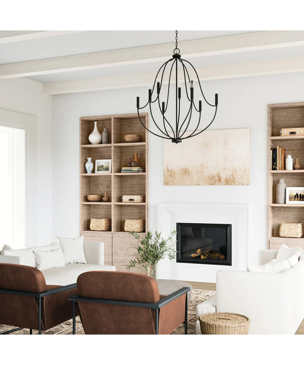 Madison 9-Light Chandelier Matte Black - Image 4