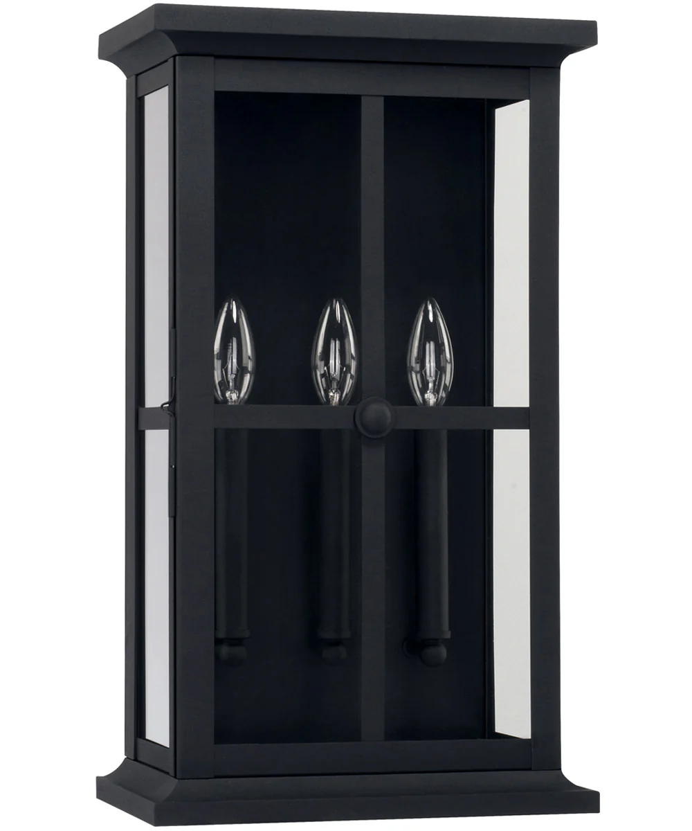 Mansell 3-Light Outdoor Wall Mount Rain or Shine - Black with Clear Glass