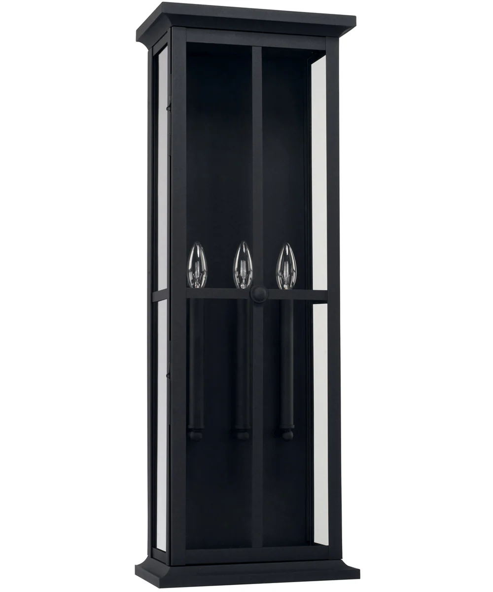 Mansell 3-Light Outdoor Wall Mount Rain or Shine - Black with Clear Glass