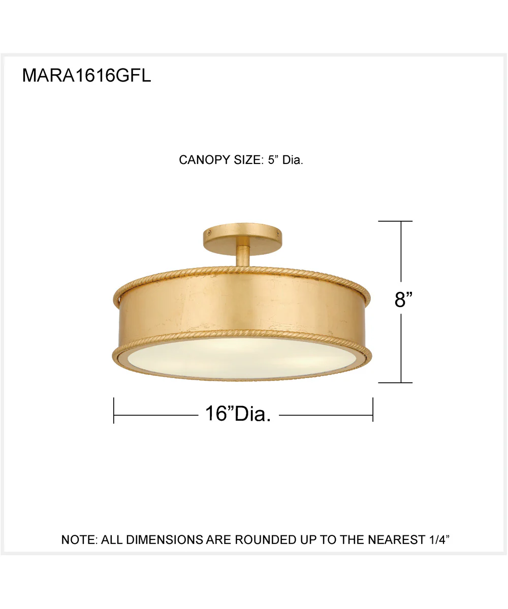 Mara 3-light Semi Flush Mount Gold Leaf - Image 4