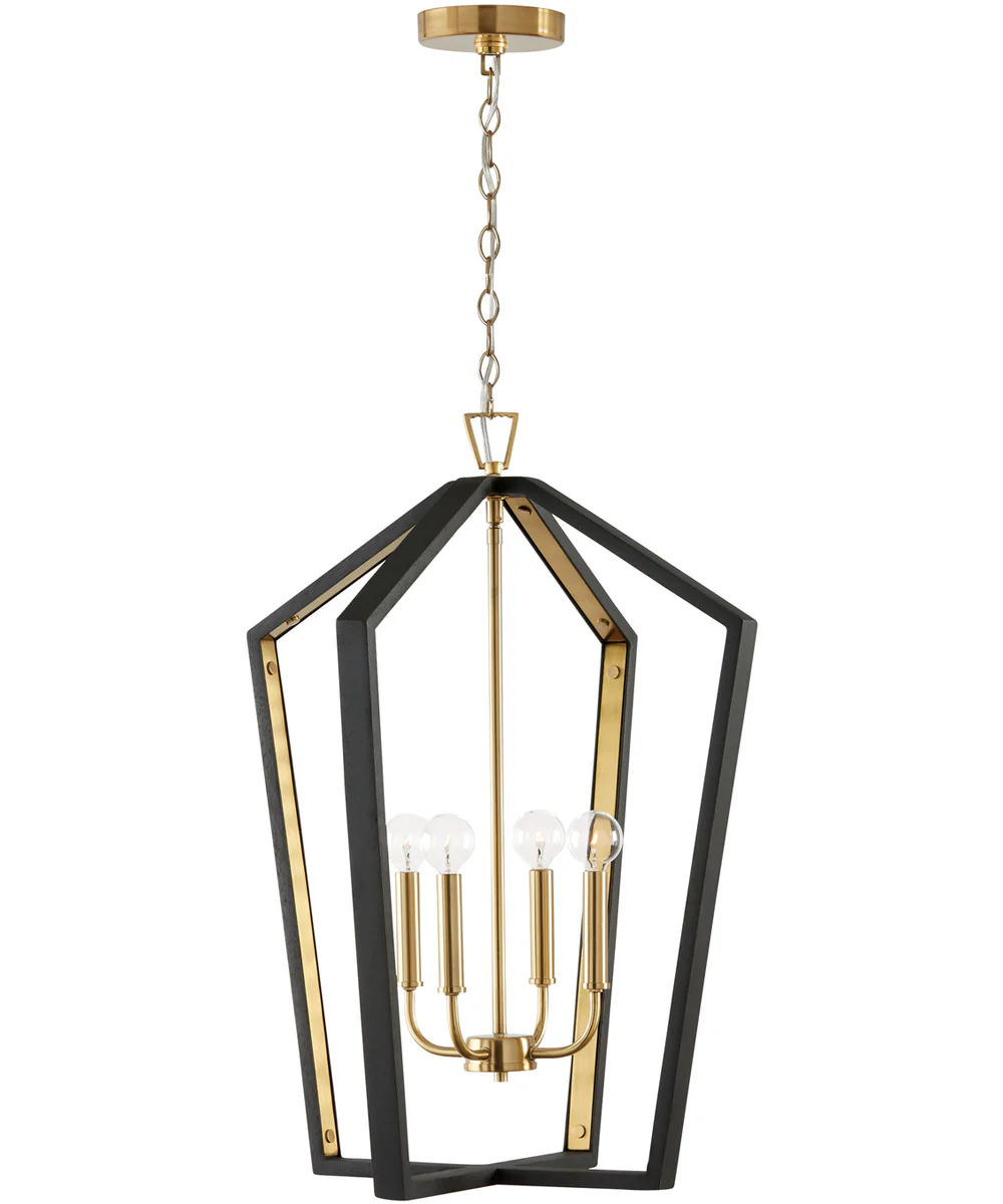 Maren 4-Light Pendant Flat Black and Matte Brass