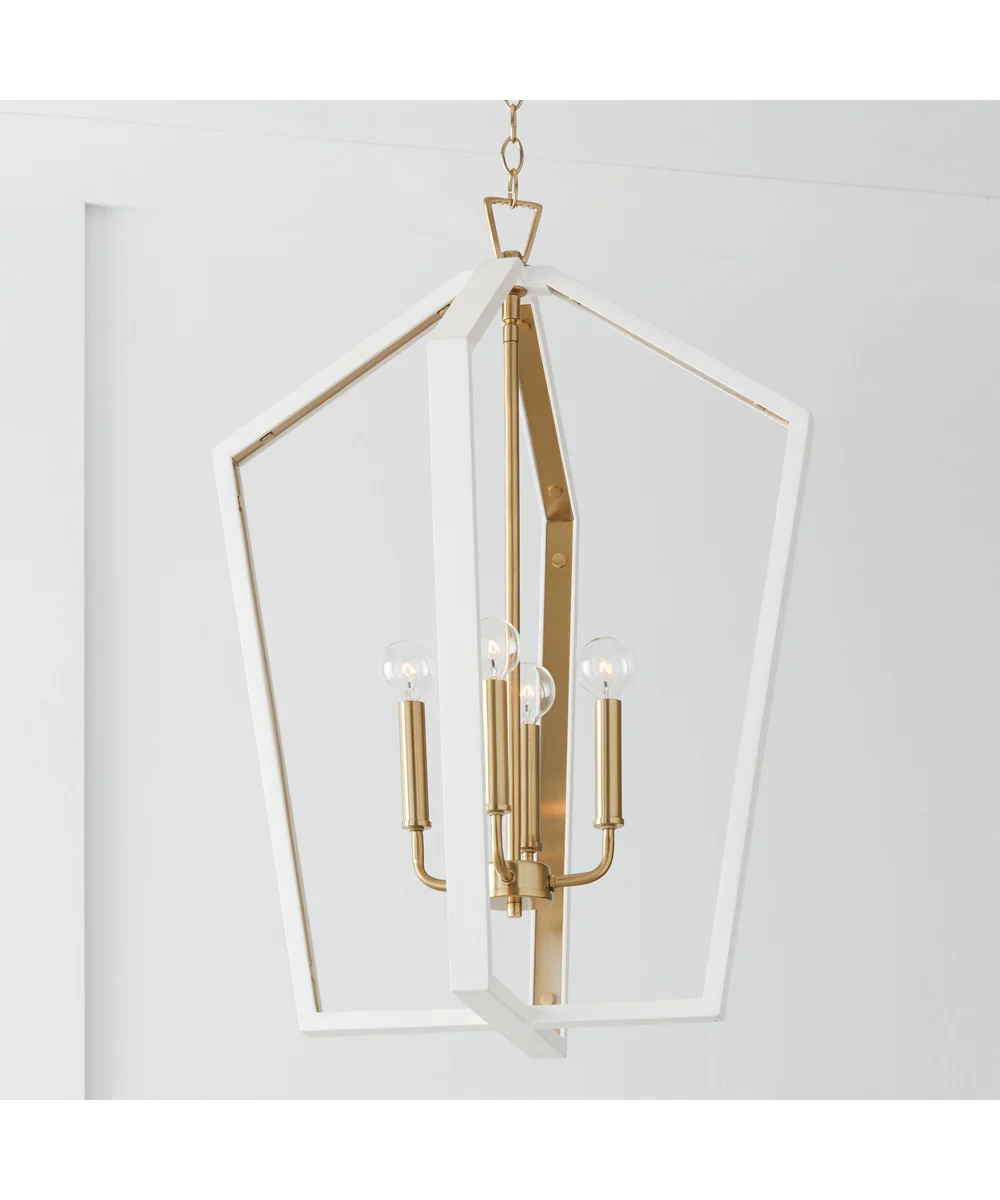 Maren 4-Light Pendant Flat White and Matte Brass - Image 2
