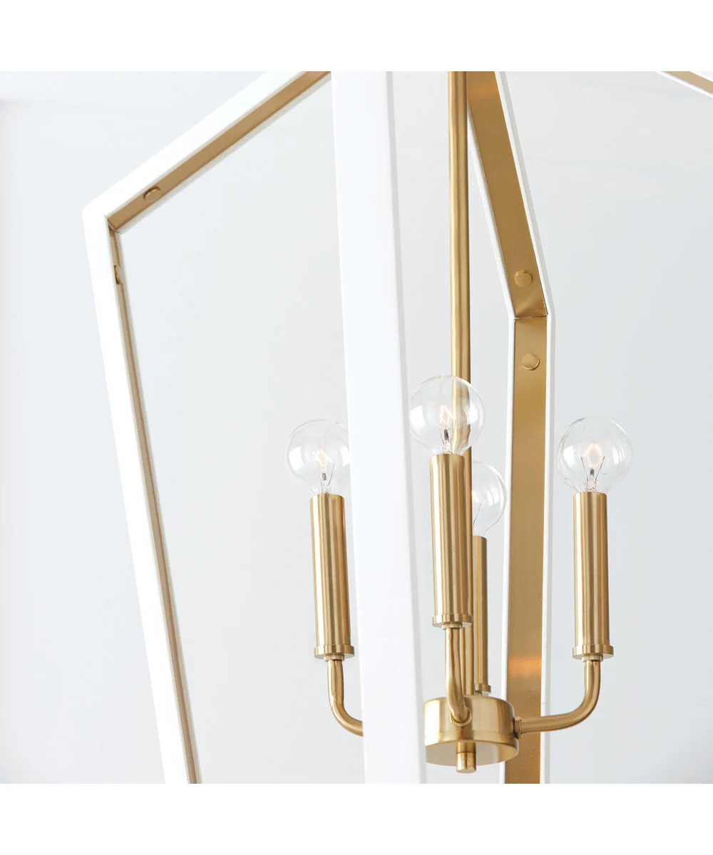 Maren 4-Light Pendant Flat White and Matte Brass - Image 3