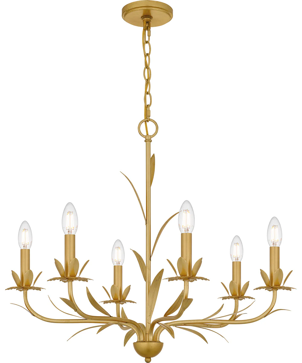 Maria 6-light Chandelier Gold Leaf - Image 3