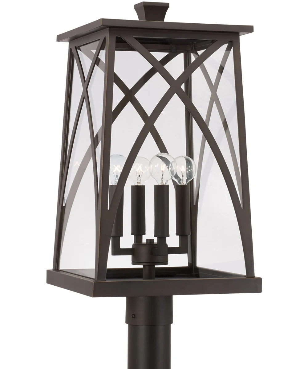 Marshall 4-Light Outdoor Post-Lantern Rain or Shine - Oiled Bronze