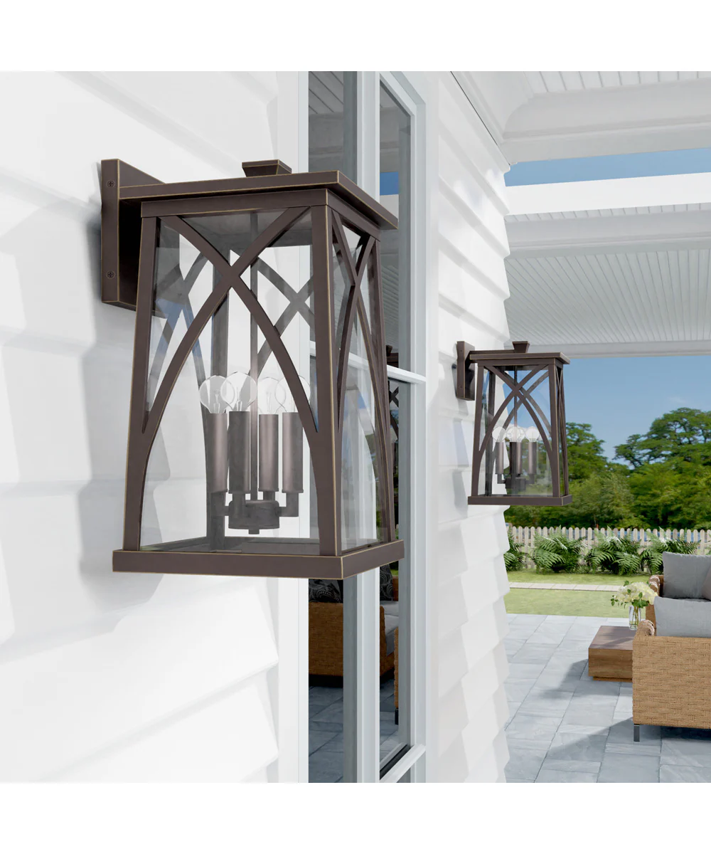 Marshall 4-Light Outdoor Wall-Lantern Rain or Shine - Oiled Bronze - Image 2