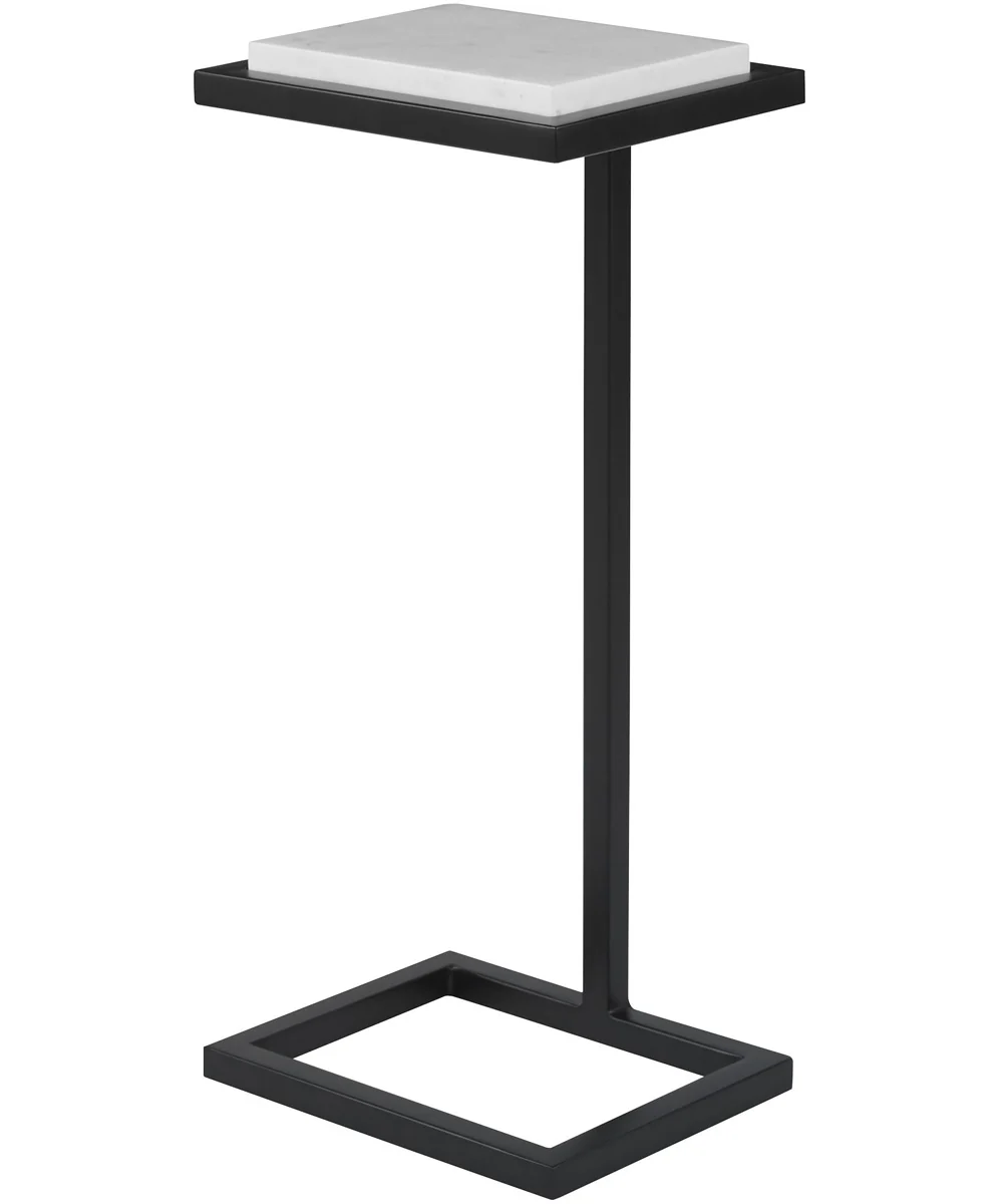 Martini Table in Satin Black with White Polished Marble - Image 4