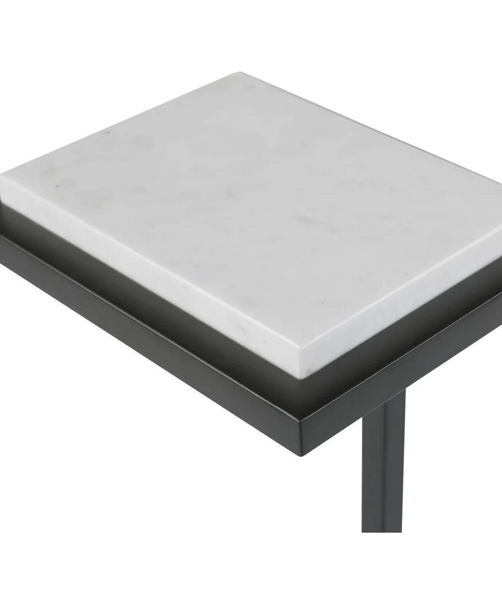 Martini Table in Satin Black with White Polished Marble - Image 5