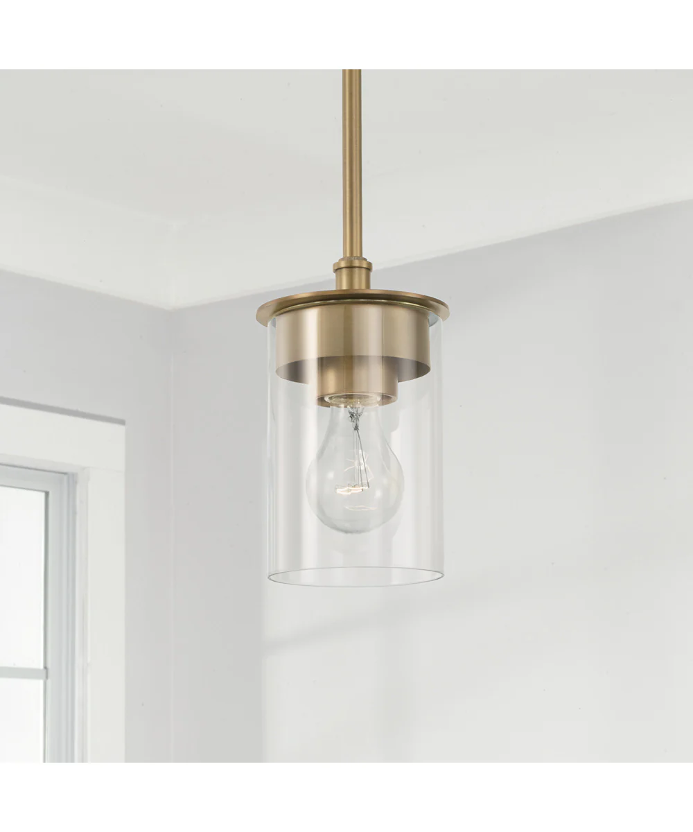 Mason 1-Light Dual-Mount Semi-Flush/Pendant Mount In Aged Brass - Image 3