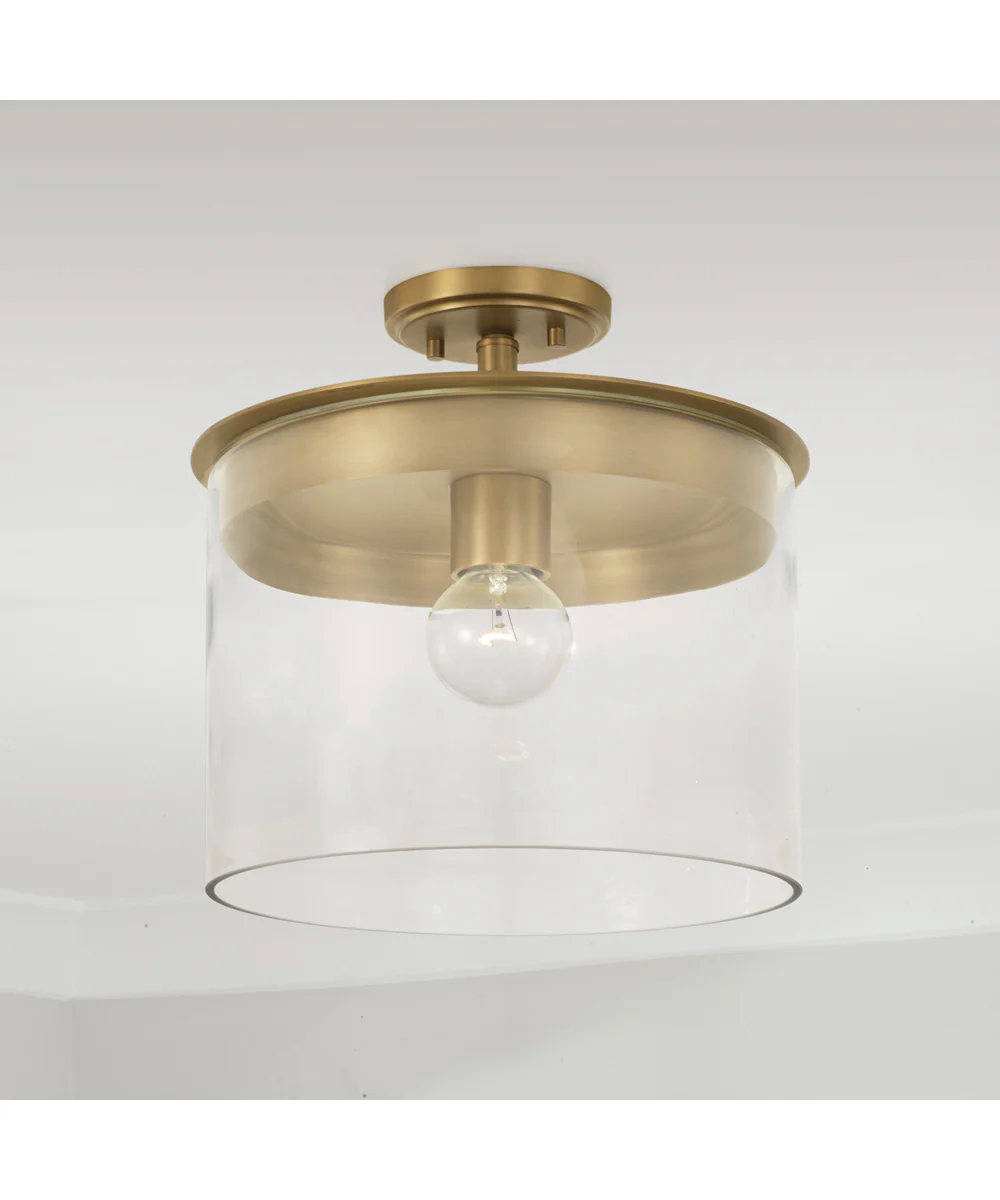 Mason 1-Light Dual-Mount Semi-Flush/Pendant Mount In Aged Brass - Image 3