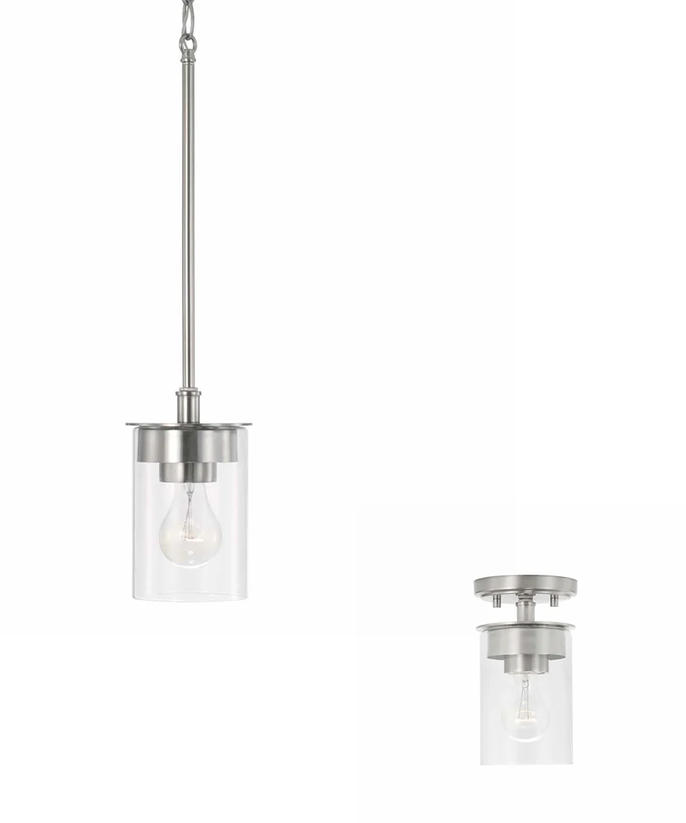 Mason 1-Light Dual-Mount Semi-Flush/Pendant Mount In Brushed Nickel - Image 2
