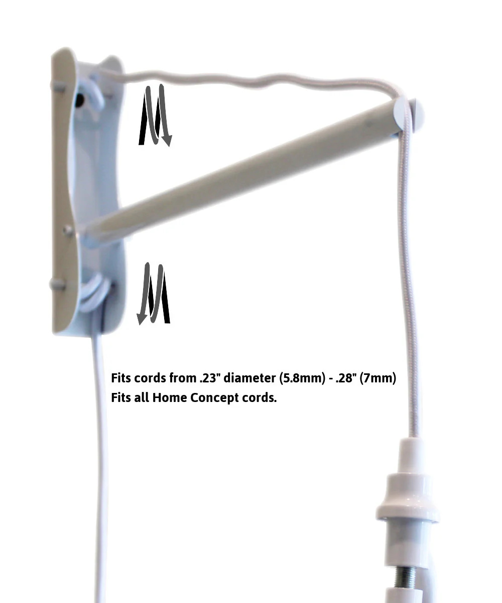 MAST Plug-In Wall Mount Pendant, 2 Light White Cord/Arm with Diffuser, Rounded Corner Square Oatmeal Drum Shade 16"W - Image 3