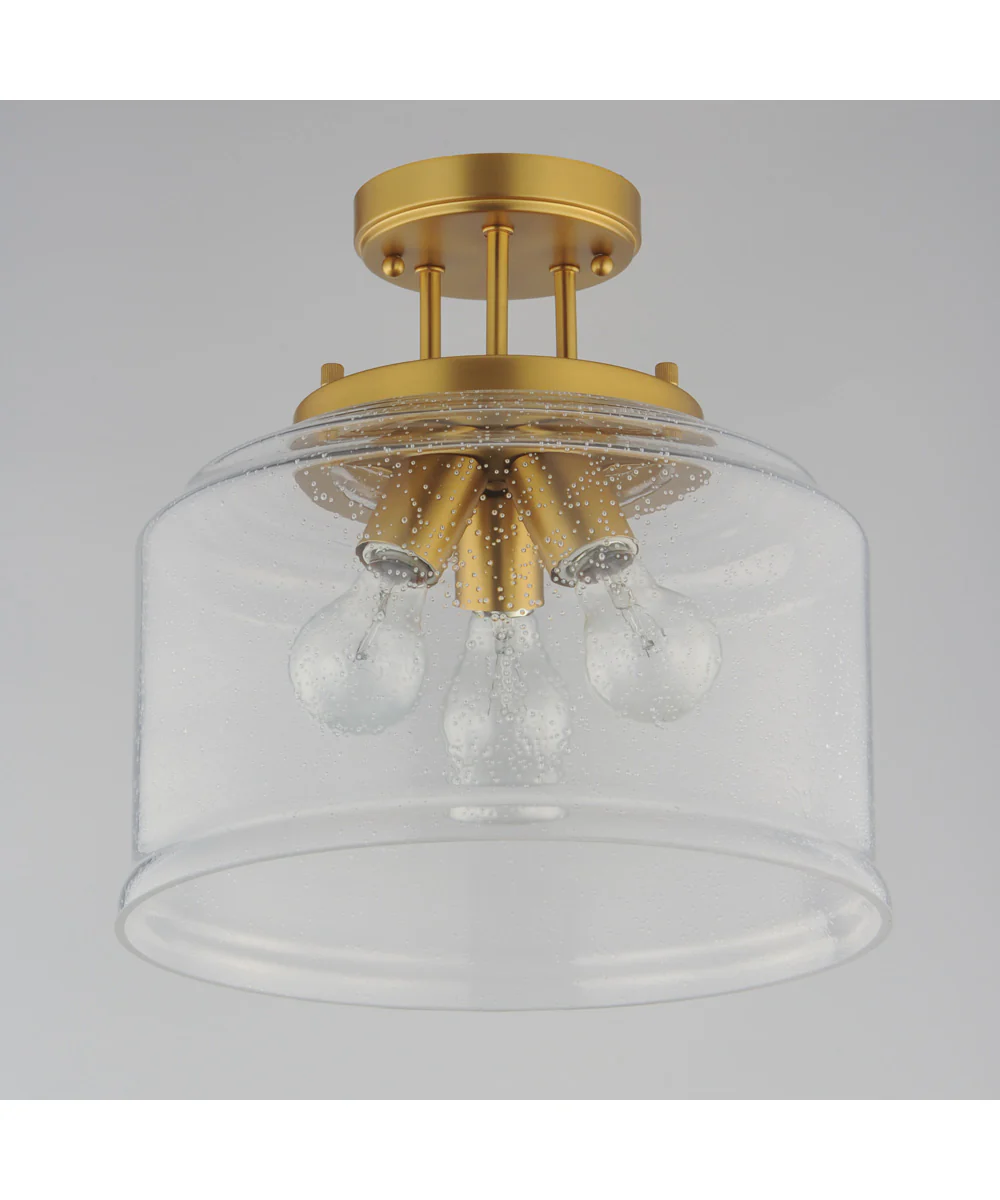 Acadia 3-Light Semi-Flush Mount Natural Aged Brass - Image 3