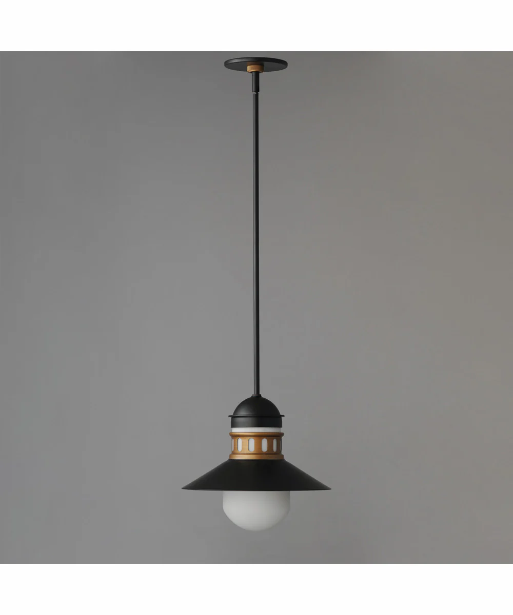 Admiralty 1-Light Outdoor Pendant Black / Antique Brass - Image 2