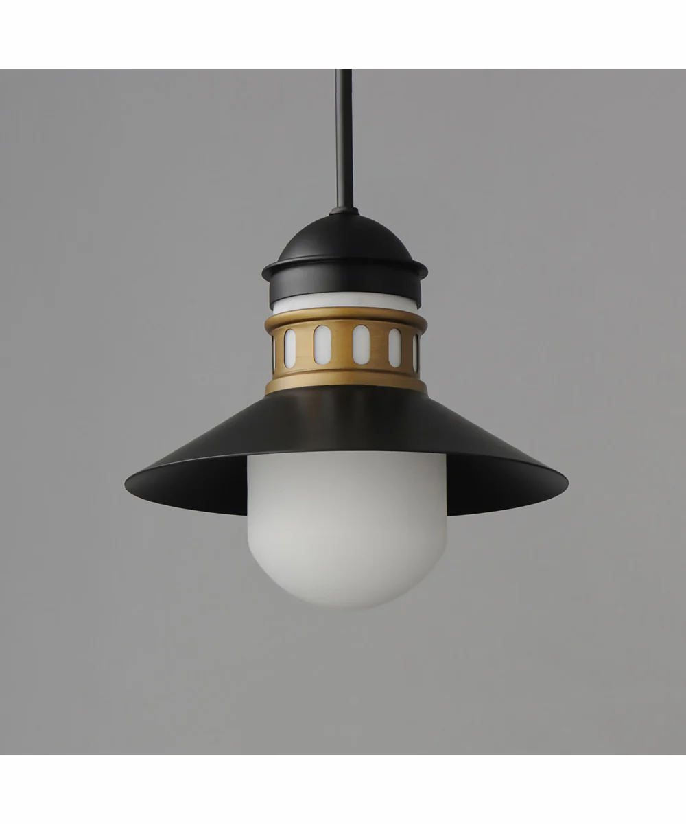 Admiralty 1-Light Outdoor Pendant Black / Antique Brass - Image 3