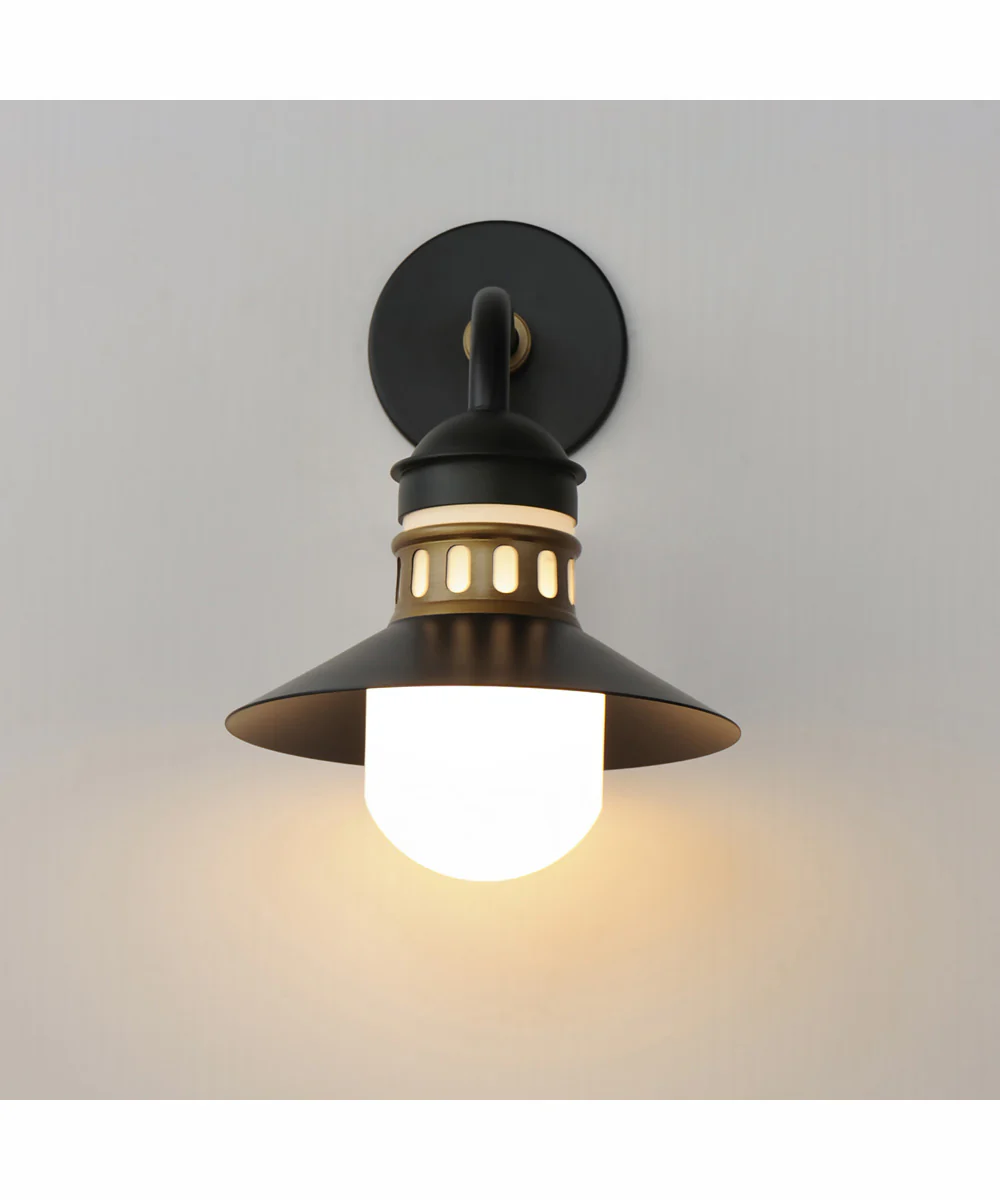 Admiralty 1-Light Outdoor Wall Sconce Black / Antique Brass - Image 3
