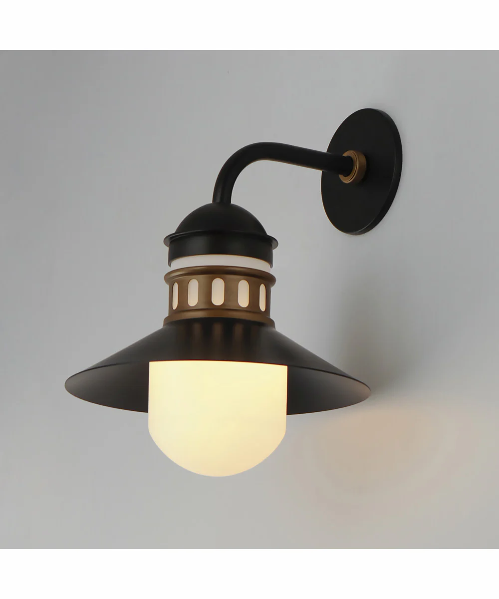 Admiralty 1-Light Outdoor Wall Sconce Black / Antique Brass - Image 4