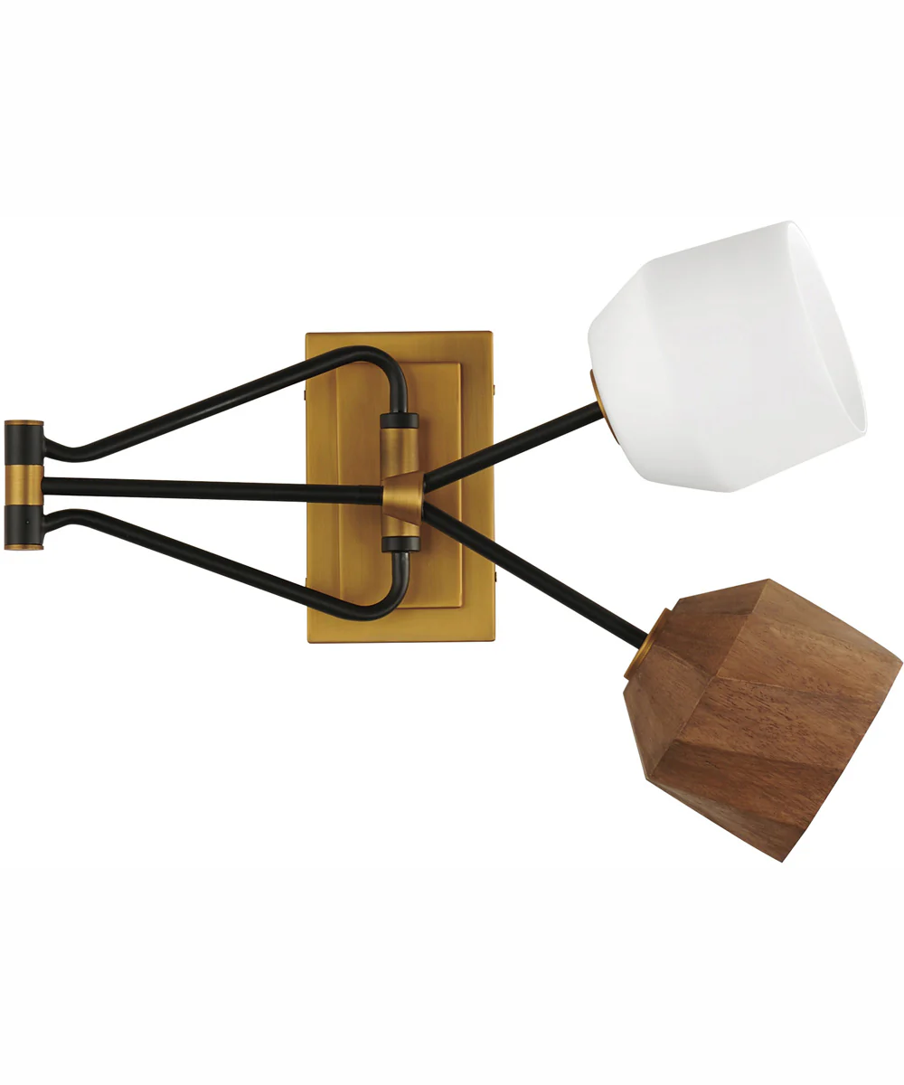 Akimbo 2-Light Swing Arm Wall Sconce W LED Bulbs Dark Bronze/Antique Brass