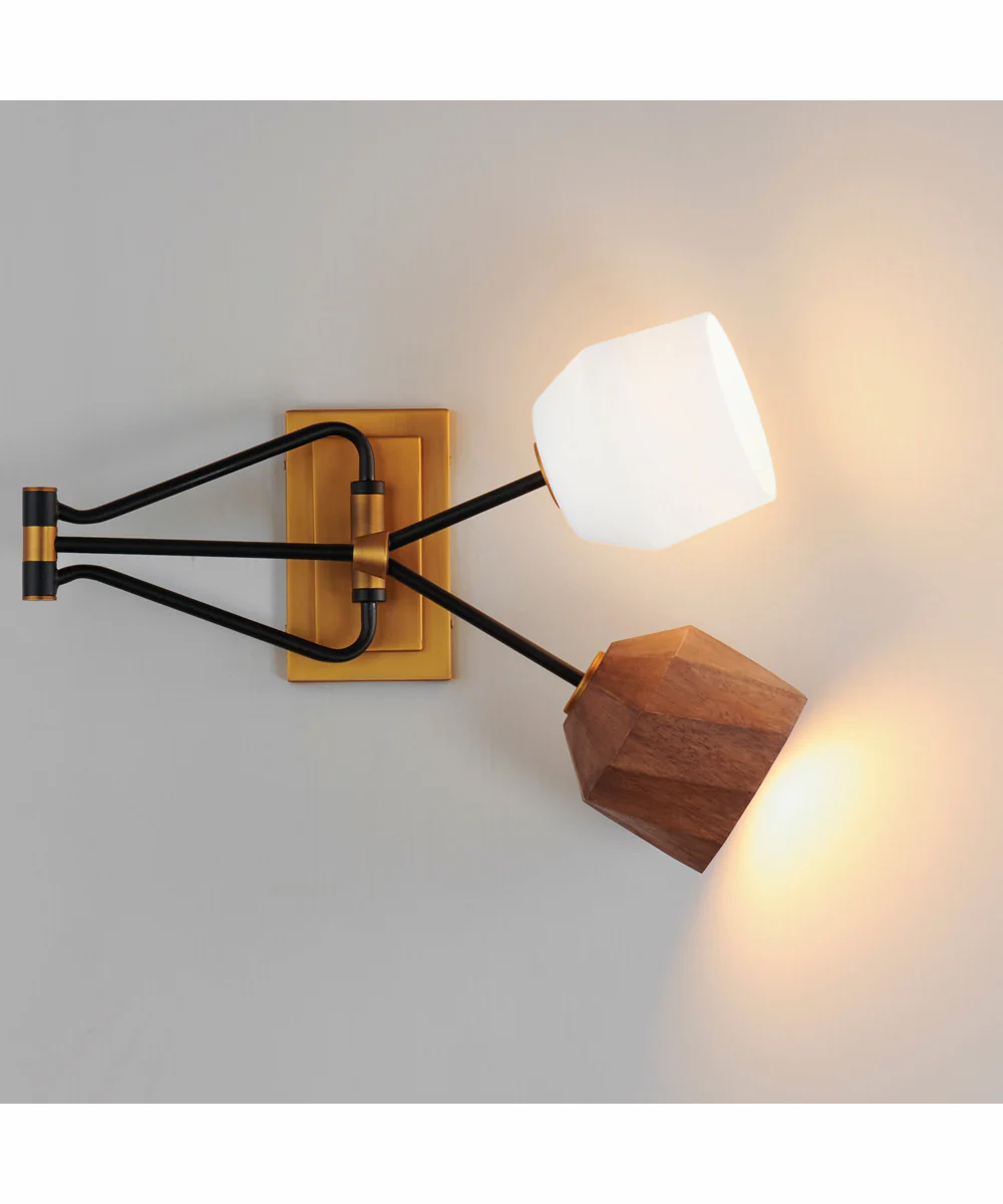Akimbo 2-Light Swing Arm Wall Sconce W LED Bulbs Dark Bronze/Antique Brass - Image 4