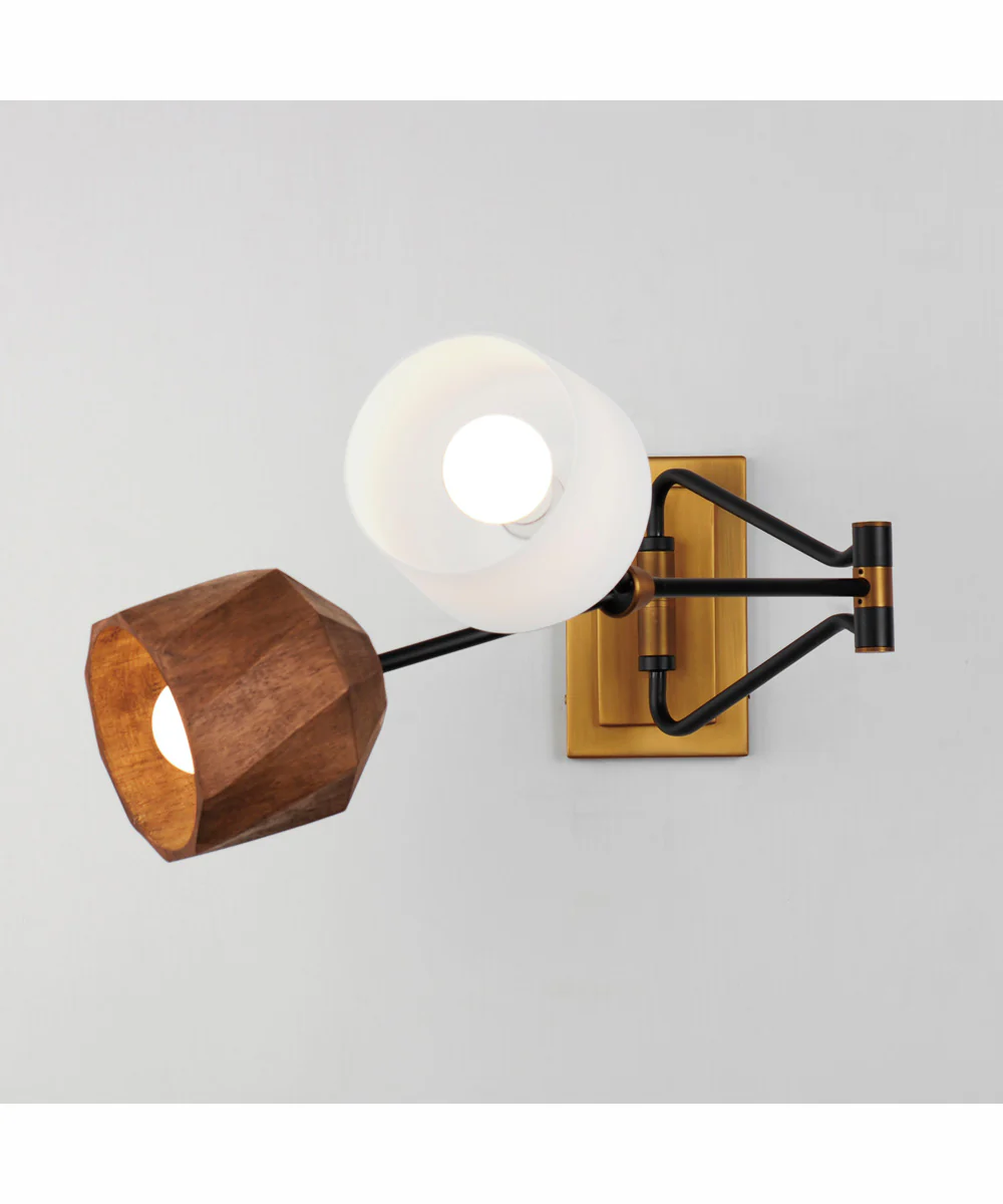 Akimbo 2-Light Swing Arm Wall Sconce W LED Bulbs Dark Bronze/Antique Brass - Image 5