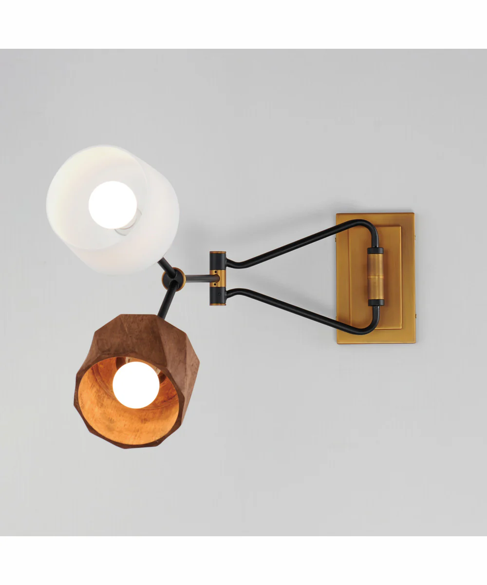 Akimbo 2-Light Swing Arm Wall Sconce W LED Bulbs Dark Bronze/Antique Brass - Image 7