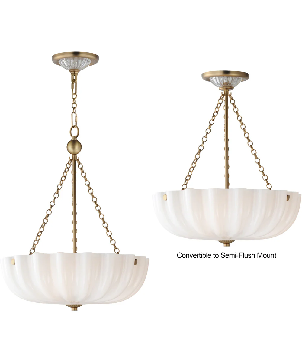 Bundt 15 inch Pendant / Semi-Flush Mount White/Natural Aged Brass - Image 2
