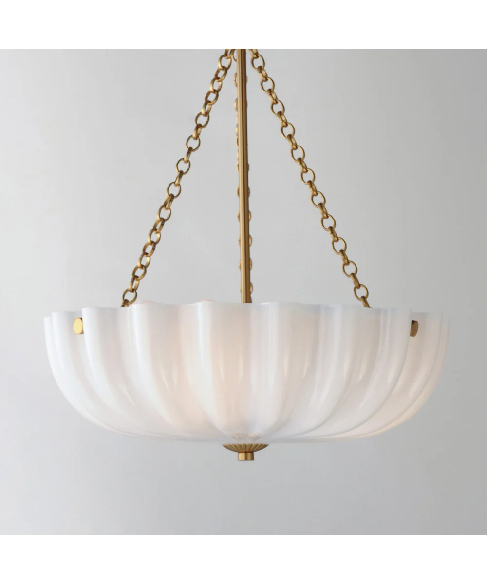 Bundt 15 inch Pendant / Semi-Flush Mount White/Natural Aged Brass - Image 3