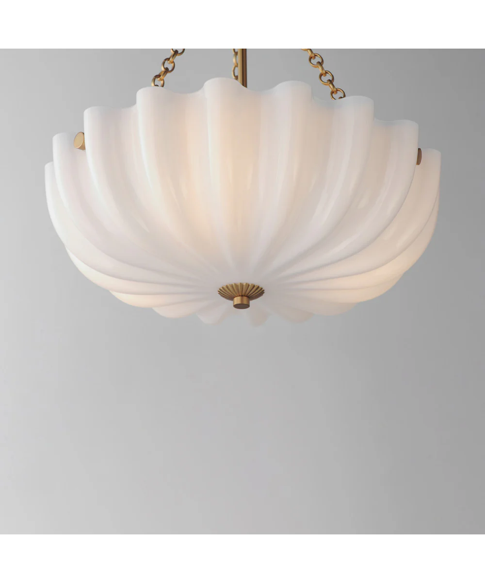 Bundt 15 inch Pendant / Semi-Flush Mount White/Natural Aged Brass - Image 4