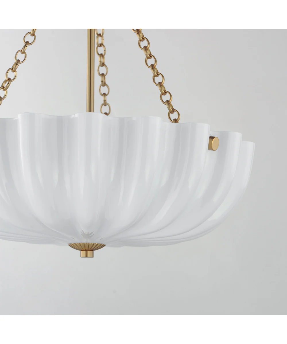 Bundt 15 inch Pendant / Semi-Flush Mount White/Natural Aged Brass - Image 5