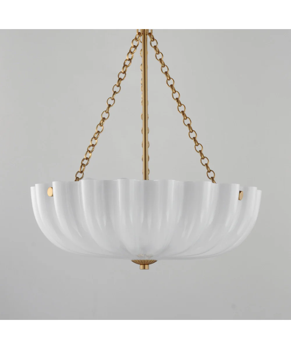 Bundt 15 inch Pendant / Semi-Flush Mount White/Natural Aged Brass - Image 6