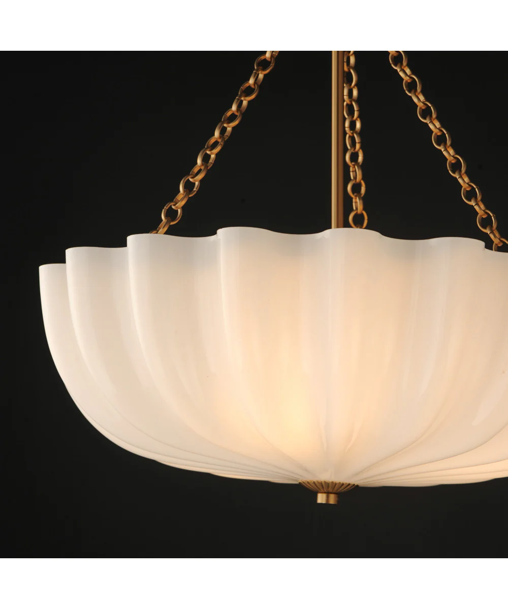 Bundt 17.5 inch Pendant / Semi-Flush Convertible White/Natural Aged Brass - Image 3