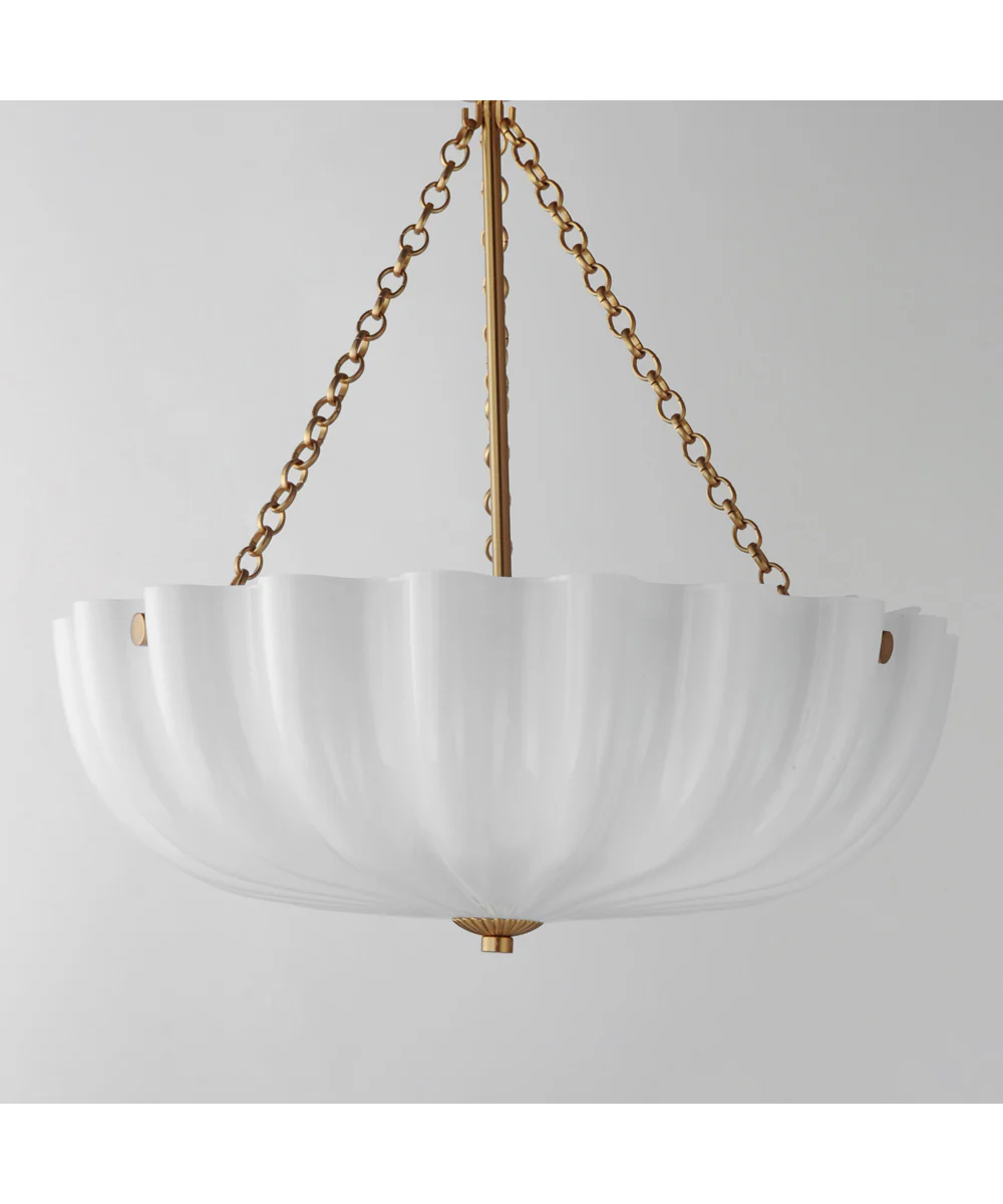 Bundt 17.5 inch Pendant / Semi-Flush Convertible White/Natural Aged Brass - Image 4