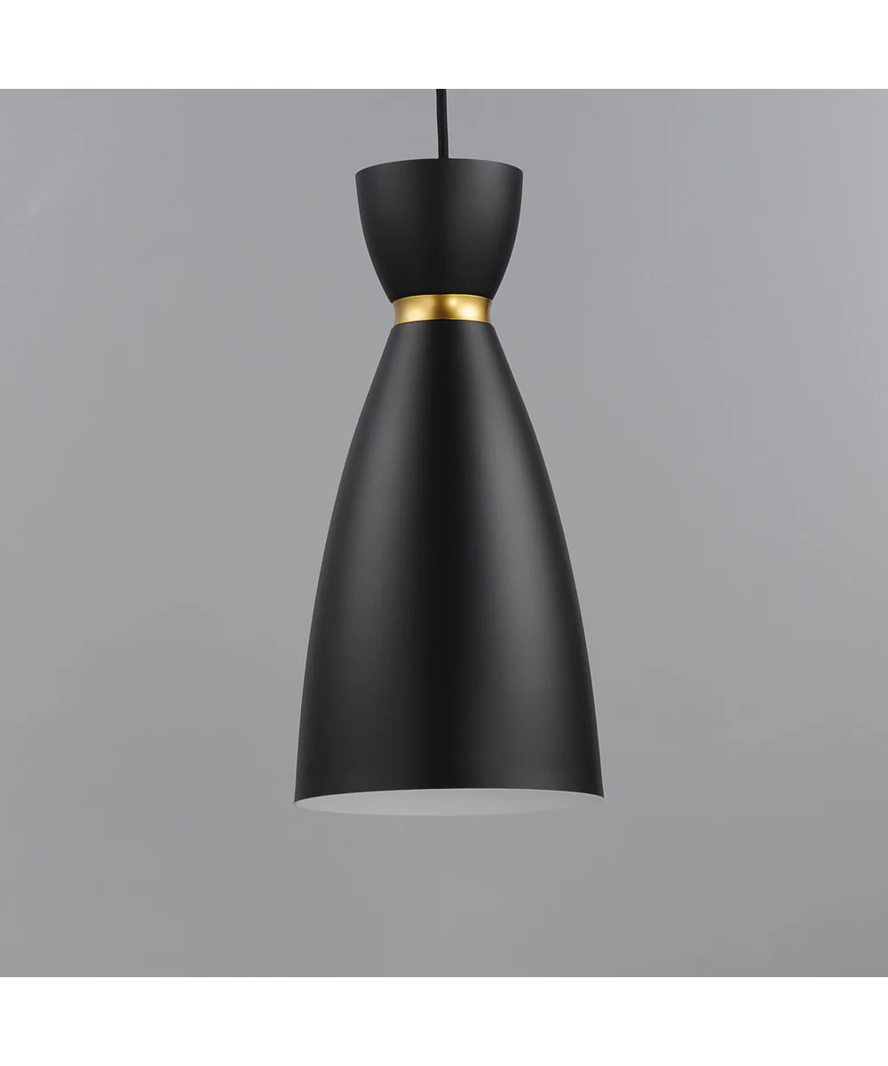 Carillon 1-Light Elongated Mini Pendant Black / Satin Brass - Image 2